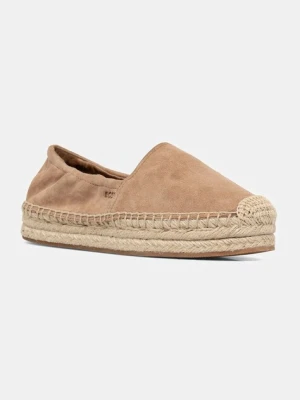 BOSS espadryle zamszowe Madeira kolor brązowy na platformie 50542344