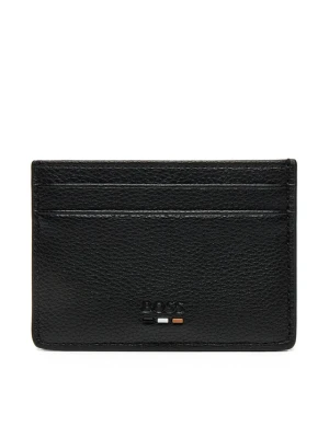 BOSS Etui na karty kredytowe Grained faux-leather card holder with signature details 50536513 Czarny