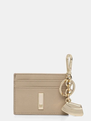 BOSS etui na karty skórzane kolor beżowy 50558140