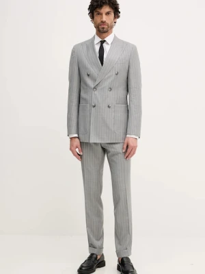 BOSS garnitur wełniany C-Huge-2pcs-DB-261 męski kolor szary wzorzysta 50557335