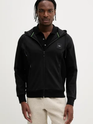 BOSS Green bluza męska kolor czarny z kapturem gładka 50537204