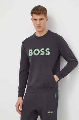 Boss Green bluza męska kolor szary z aplikacją