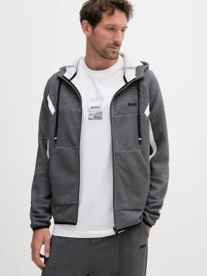 BOSS Green bluza męska kolor szary z kapturem wzorzysta 50543130