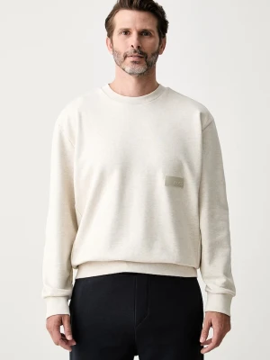 BOSS Green bluza męska z bawełną SW_Crewneck beżowy