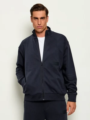 BOSS GREEN Bluza SW_Collar Full Zip | Relaxed fit granatowy