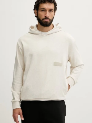 BOSS Green bluza z kapturem męska z bawełną SW_Hoodie beżowy