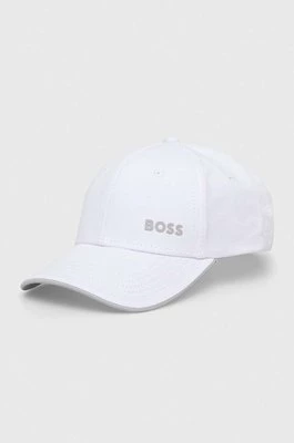 Boss Green czapka z daszkiem bawełniana kolor biały gładka