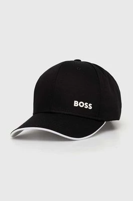 Boss Green czapka z daszkiem bawełniana kolor czarny z nadrukiem 50519219