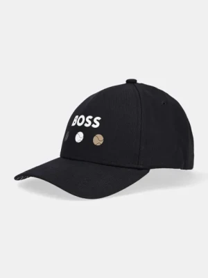 BOSS Green czapka z daszkiem bawełniana kolor czarny z nadrukiem 50546273