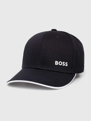 BOSS Green czapka z daszkiem bawełniana kolor granatowy z nadrukiem 50519219