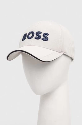 Boss Green czapka z daszkiem BOSS GREEN kolor beżowy z aplikacją 50496291
