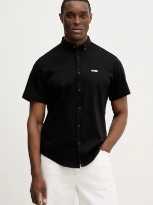 BOSS Green koszula bawełniana ST_Motion S męska kolor czarny regular z kołnierzykiem button-down 50555951