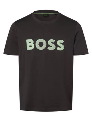 BOSS Green Koszulka męska - Tee 1 Mężczyźni Bawełna szary nadruk,