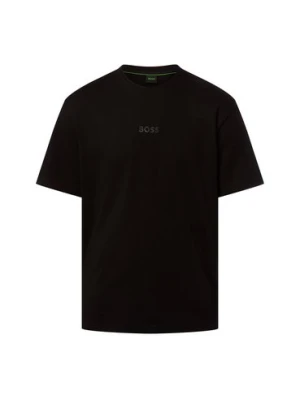 BOSS Green Koszulka męska - Tee Mężczyźni Bawełna czarny jednolity,