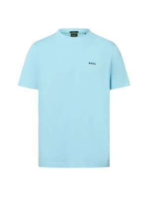 BOSS Green Koszulka męska - Tee Mężczyźni Bawełna niebieski jednolity,