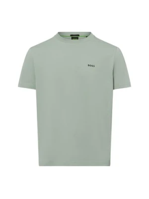 BOSS Green Koszulka męska - Tee Mężczyźni Bawełna zielony jednolity,