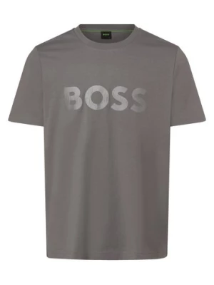 BOSS Green Koszulka męska - Tee Mirror 1 Mężczyźni Bawełna szary nadruk,