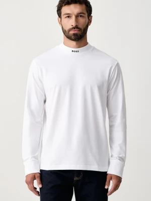BOSS Green longsleeve męski bawełniany z elastanem Tee Collar Long biały