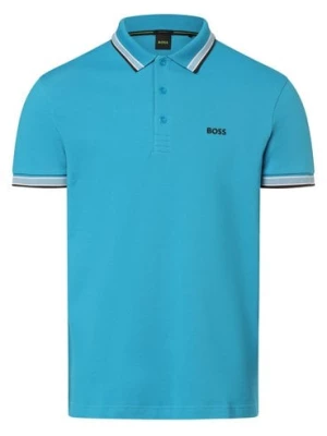 BOSS Green Męska koszulka polo - Paddy Mężczyźni Bawełna niebieski jednolity,