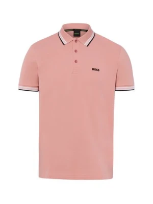 BOSS Green Męska koszulka polo - Paddy Mężczyźni Bawełna różowy,