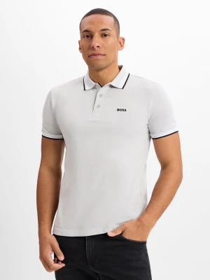 BOSS Green Męska koszulka polo - Paddy Mężczyźni Bawełna szary jednolity,
