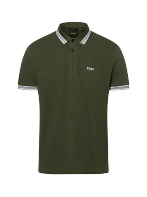 BOSS Green Męska koszulka polo - Paddy Mężczyźni Bawełna zielony jednolity,
