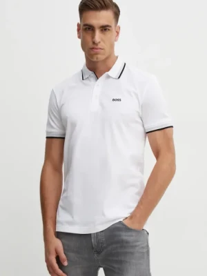 BOSS Green polo bawełniane kolor biały 50469055