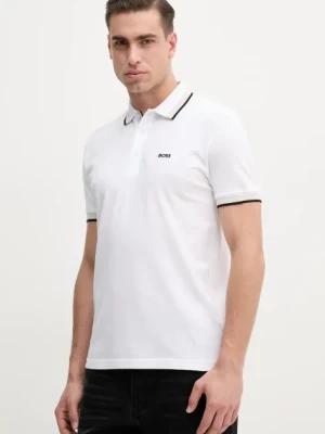 BOSS Green polo bawełniane kolor biały 50469055