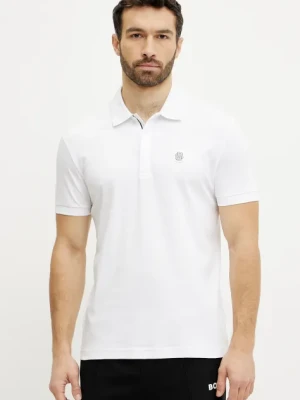 BOSS Green polo bawełniane kolor biały z aplikacją 50533273