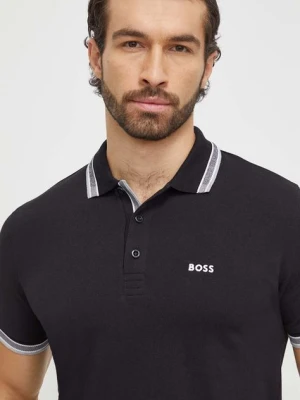 BOSS Green polo bawełniane kolor czarny 50469055