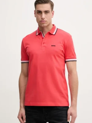BOSS Green polo bawełniane kolor czerwony 50469055