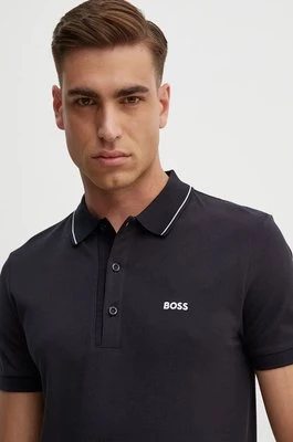 Boss Green polo bawełniane kolor granatowy gładki 50506195