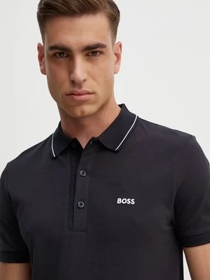 Boss Green polo bawełniane kolor granatowy gładki 50506195