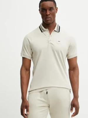 BOSS Green polo męski kolor beżowy z aplikacją 50538176
