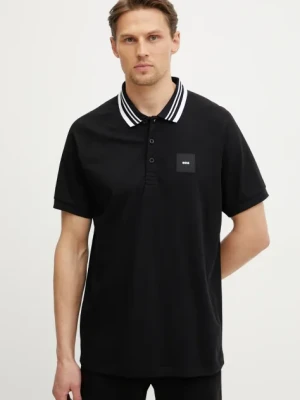 BOSS Green polo męski kolor czarny z aplikacją 50538176