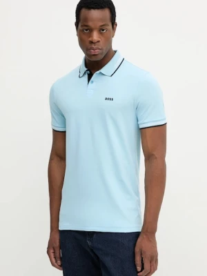 BOSS Green polo męski kolor niebieski z nadrukiem 50506193