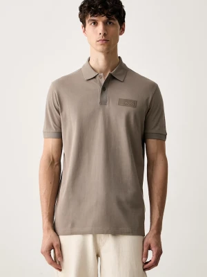 BOSS Green polo męskie bawełniane Paddy Structure beżowy