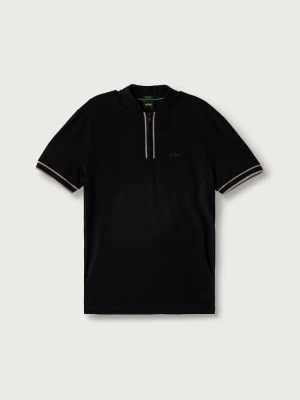 BOSS Green polo męskie bawełniane z elastanem Pariq czarny