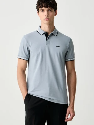 BOSS Green polo męskie z bawełną Paul niebieski