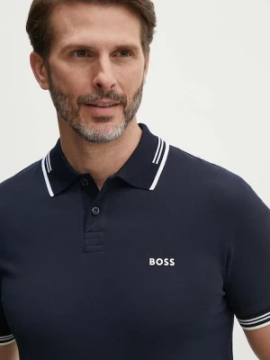 BOSS Green polo męskie z bawełną Paul granatowy