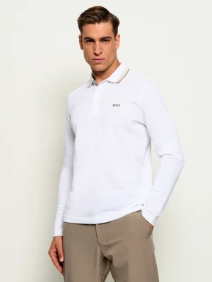 BOSS GREEN Polo Plisy | Regular Fit biały