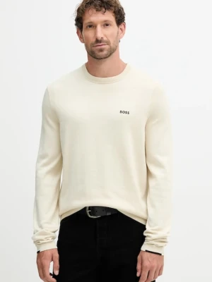 BOSS Green sweter bawełniany męski kolor beżowy lekki 50541940
