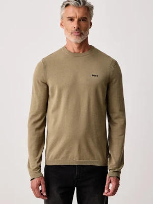 BOSS Green sweter męski bawełniany KN_Ever-X CN beżowy