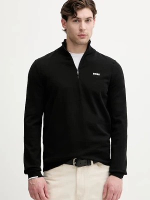 BOSS Green sweter męski bawełniany KN_Ever-X QZ czarny