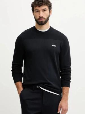BOSS Green sweter z dodatkiem wełny męski kolor czarny lekki 50547507