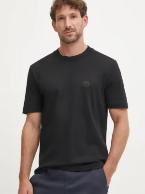 BOSS Green t-shirt bawełniany męski kolor czarny z aplikacją 50531569
