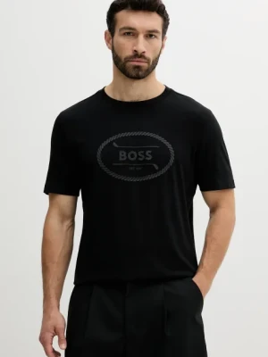 BOSS Green t-shirt bawełniany męski kolor czarny z nadrukiem 50537825