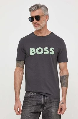 Boss Green t-shirt bawełniany męski kolor szary z nadrukiem 50512866