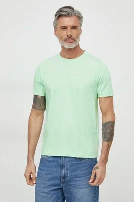 Boss Green t-shirt bawełniany męski kolor zielony gładki