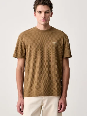 BOSS Green T-shirt męski bawełniany TS_PS Icons70 Jacq brązowy